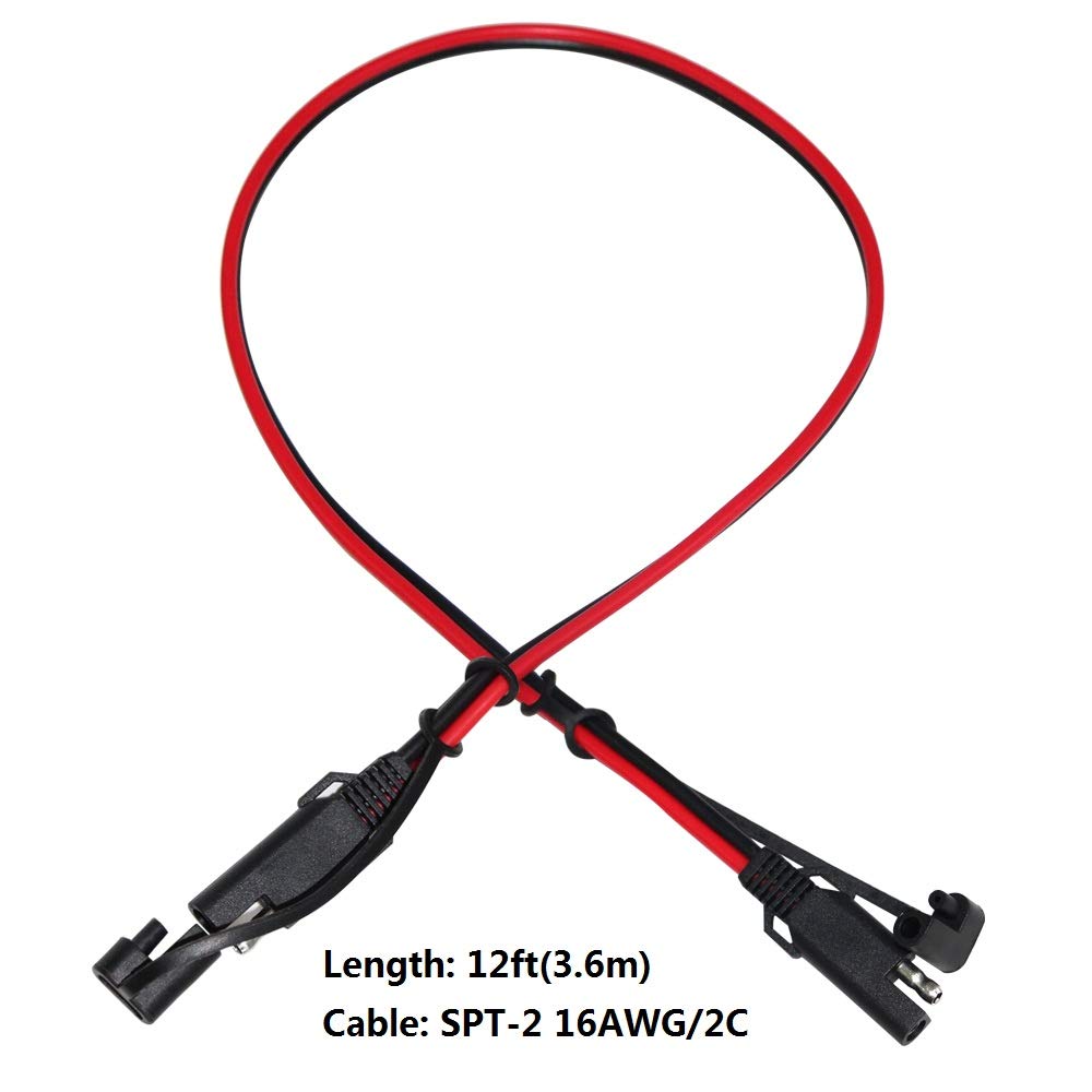 12Ft Sae To Sae Extension Cable 16Awg- Sae Extension Cord, Sae 2Pin Bullet Quick Connect 16Awg Heavy Duty Wire Harness With Waterproof Cap