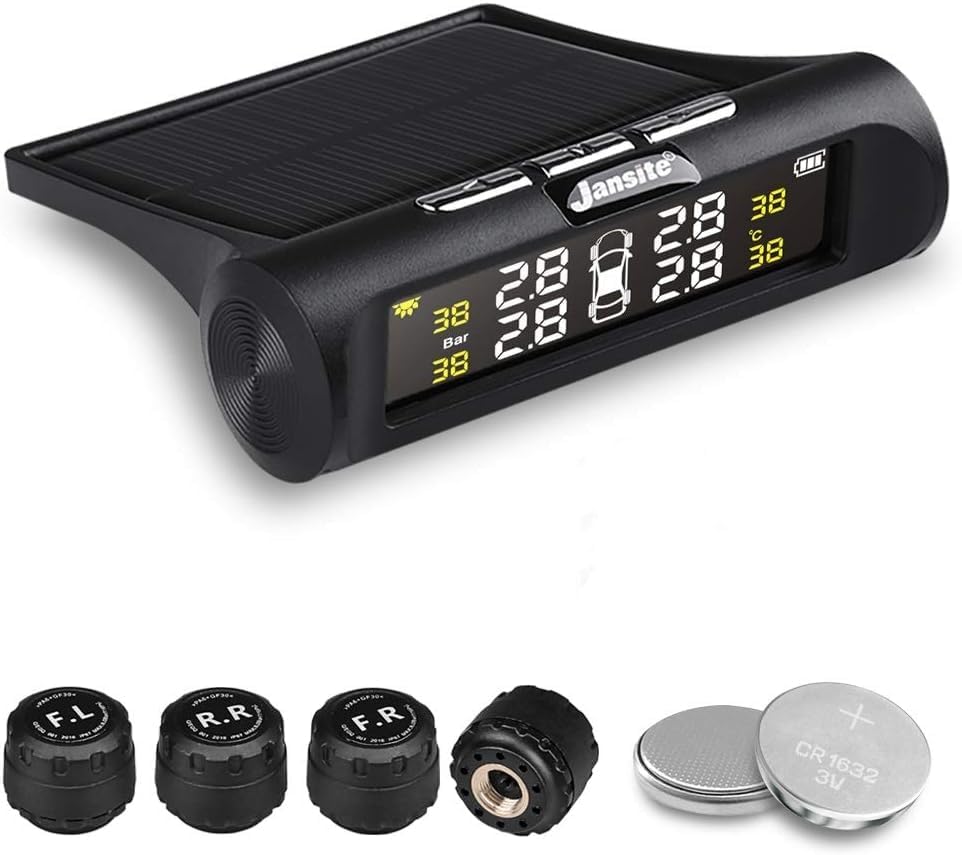 Tire Pressure Monitoring System, TPMS Tire Pressure Monitor System Solar Waterproof TPMS Sensors Set of 4 Wireless LCD Display T