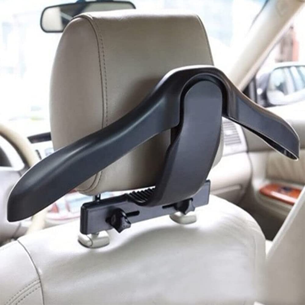 Oshotto CH04 Detachable Headrest Car Coat Hanger Back Seat Clothes Holder for Suit Coats Blazer Jackets For All Cars (Black)