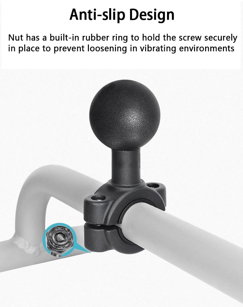 Strg 1'' Ball Handlebar Rail Mount Base, Handlebar Mount for Round Rails 0.75'' to 0.9'' in Diameter, Compatible with RAM Mounts