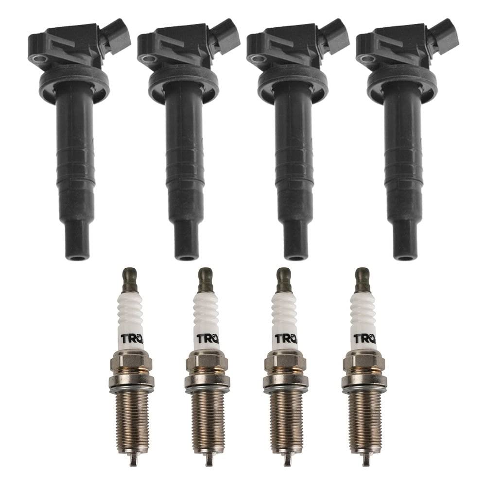 Trq Ignition Kit Ignition Coil Spark Plugs Compatible With 2000-2002 Chevrolet Prizm 2003-2008 Pontiac Vibe 2000-2005 Toyota Cel