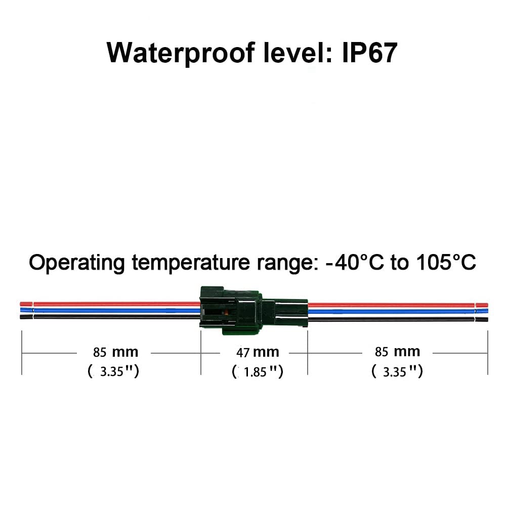 Zhofonet 3 Pin Waterproof Connectors,16Awg Waterproof Electrical Car Auto Wire Connector,Male Female Quick Disconnect Wire Conne
