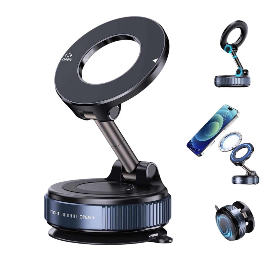 2026 Latest 360 Magnetic Car Mobile Holder for Dashboard Vacuum Suction Phone Holder Mount Hand Free Magnetic Cell Phone Stand w