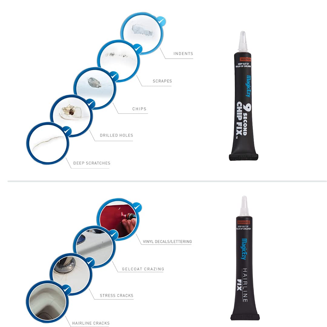 Magicezy Hairline Fix - (Cream) - Gelcoat Repair Kit For Fiberglass Boats - Marine Crack Repair And Scratch Touch Up Filler - Strong