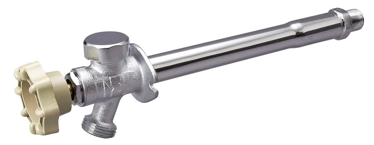 Mueller Industries 104-829HC 12' Wall Hydrant, 0.5 Inch, Chrome