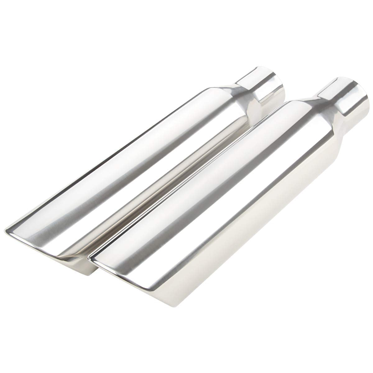 Lcgp 2 Pcs 2.5' Inlet Exhaust Tips,2.5' Inlet X 4' Outlet X 17' Overall Length, Weld On, Polished, Universal Stainless Steel Diesel Exhaust Tailpipe