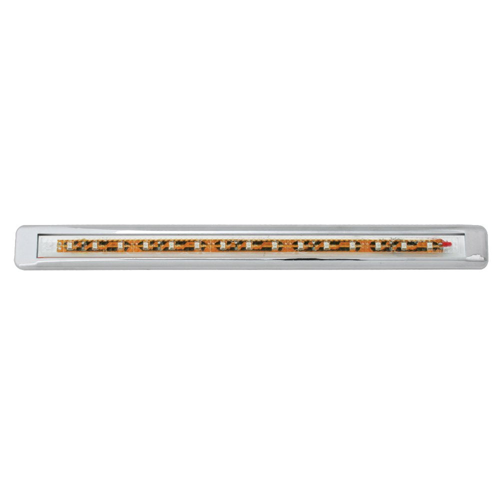 Grand General 76126 Red 12'' Ultra Thin Surface Mount 15-Led Marker And Clearance Sealed Light Bar With Clear Lens And Chrome Pl