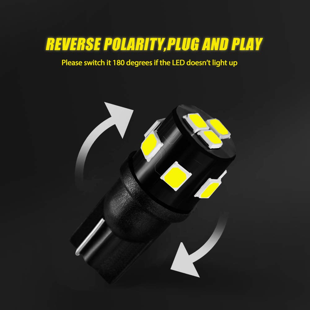 Auxlight T10 921 194 168 912 Led Bulbs White 12-Pack, Super Bright 12 Volt Led Replacement For Rv Camper Trailer Boat Trunk Inte