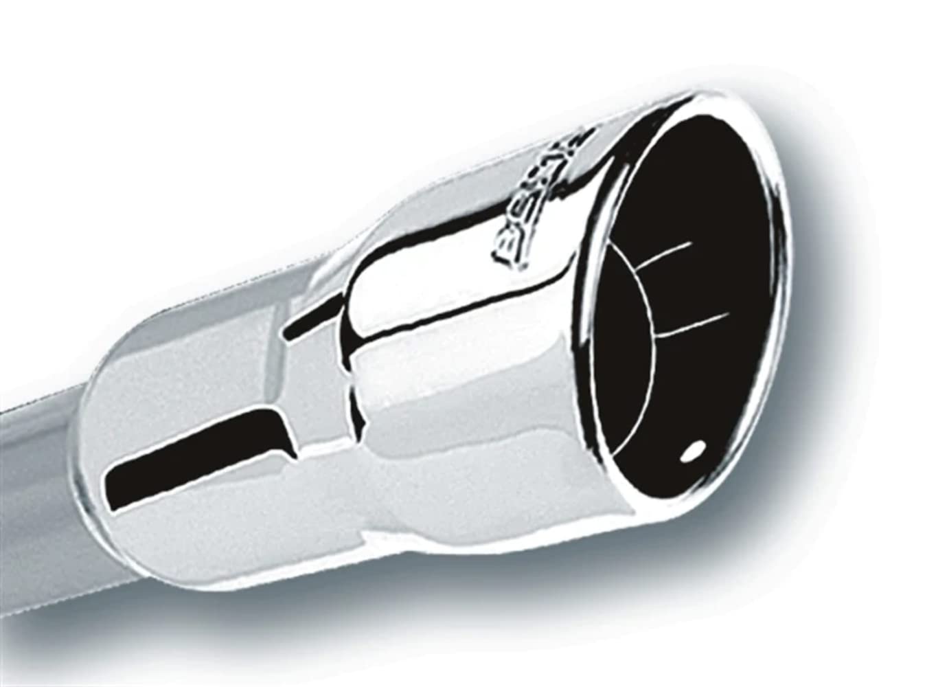 BORLA 20251 Exhaust Tip 3&quot; Inlet - 4.25&quot; Single Round Rolled-Edge Angle-Cut Intercooled Outlet - 4&quot; Long Tip Embossed With BORLA Logo. Weld On Mounting Method.