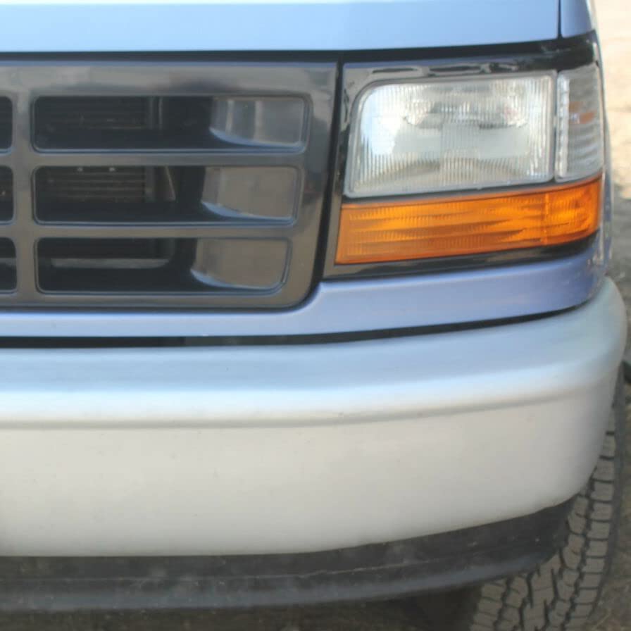 Ecotric Headlights Headlamps Trim Bezel Black Compatible With 1992-1997 F250 F350 F450 Truck & 1992-1996 Bronco F150 Pickup Truck Replacement For Part Number Fo2513135 Fo2512131