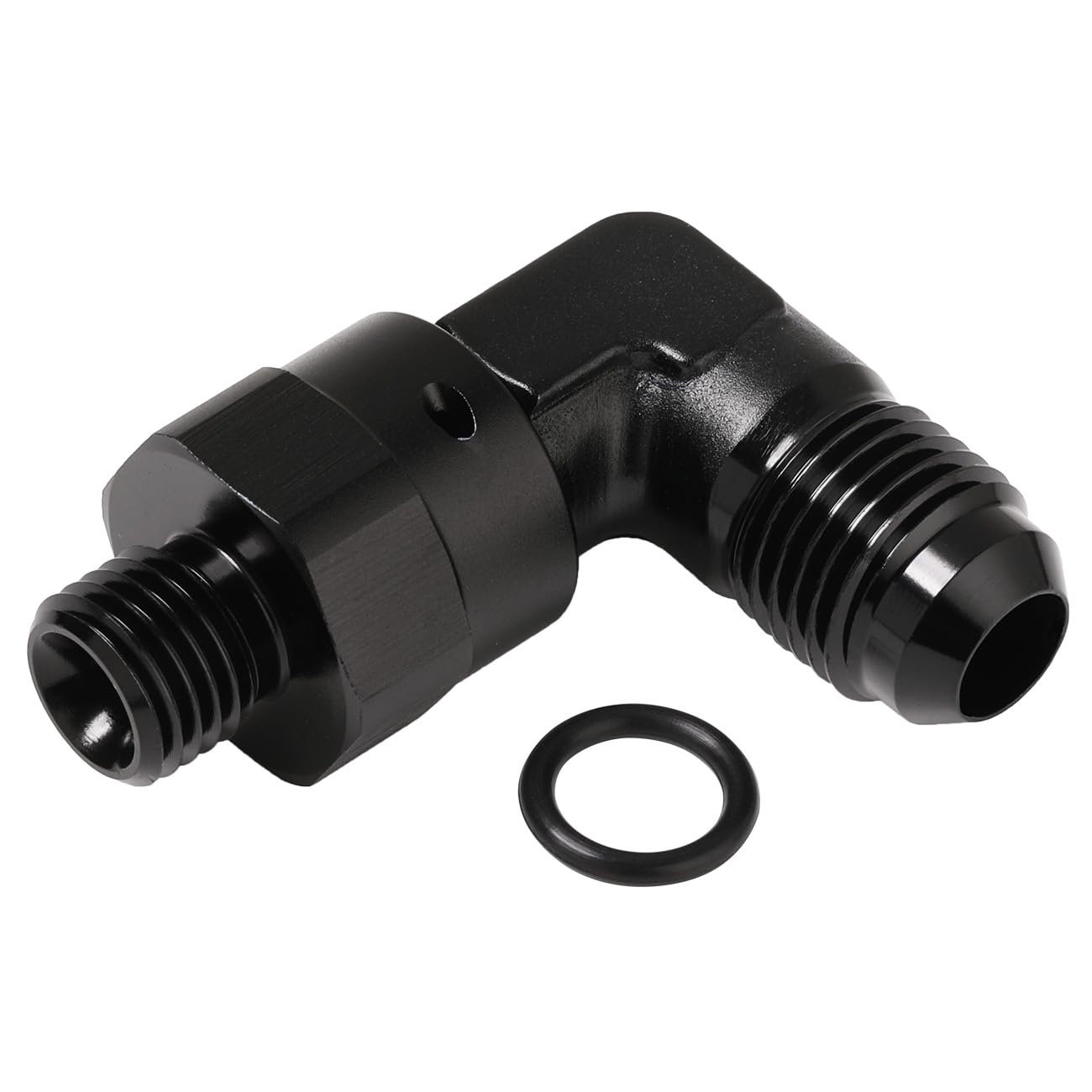 Podavelle 6An Male Flare To 4An -4 Orb O-Ring Boss 90 Degree Swivel Fitting Adapter Aluminum Black