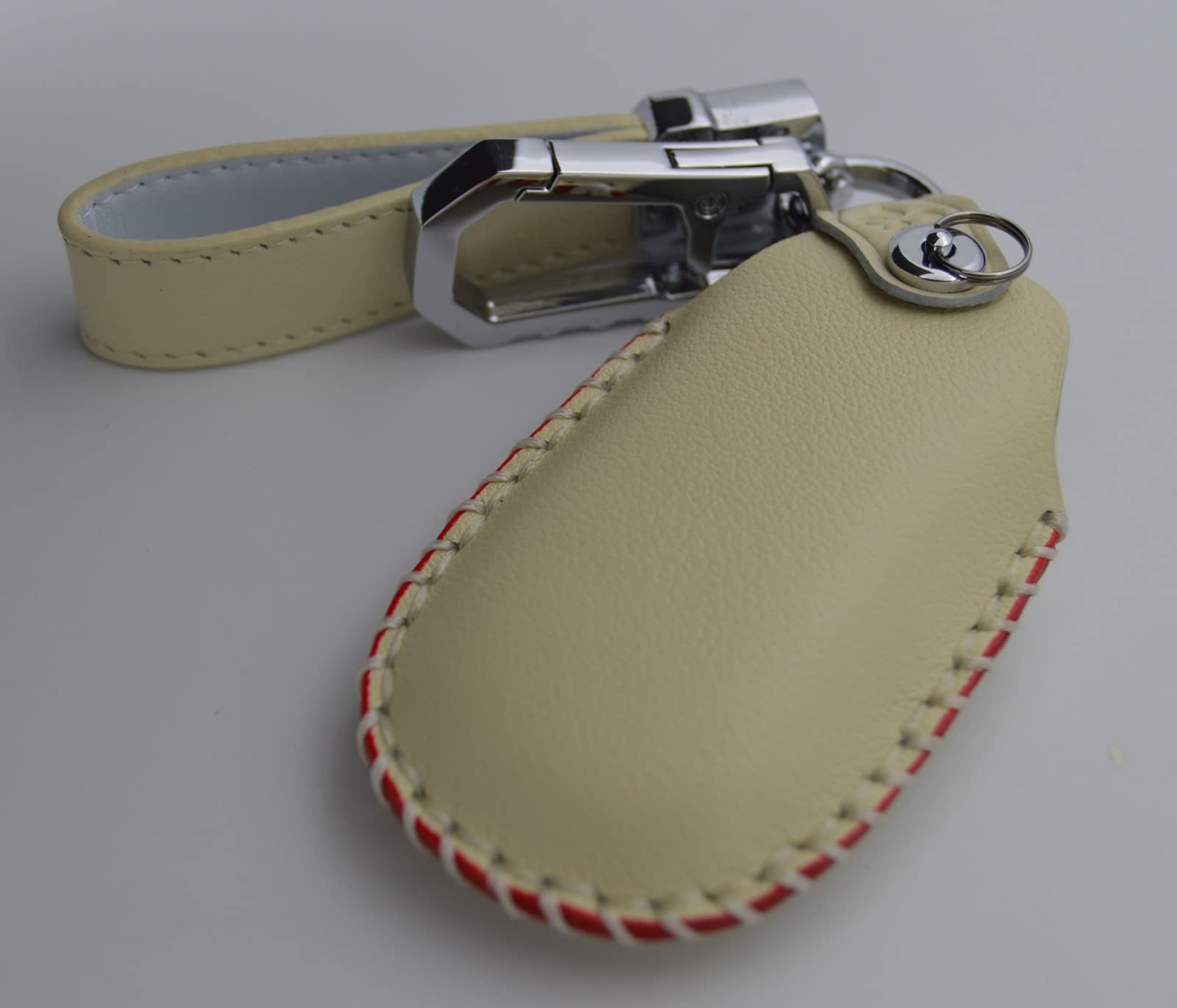 Leather Key Cover + Keychain + Hook Compatible With 2022 To 2025 Honda Civic Accord Cr-V Hr-V V Pilot Si Ex Ex-L Touring