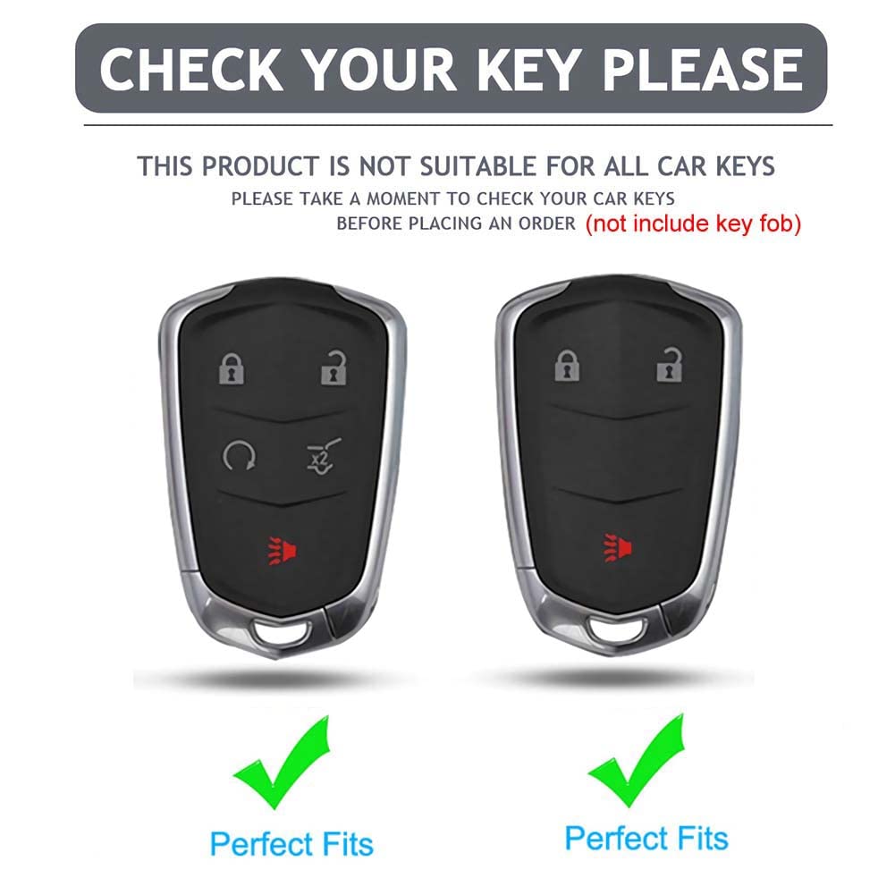 Cacacar For Cadillac Key Fob Cover With Keychain, For Cadillac Escalade Ats Cts Ct6 Sts Srx Xt5 Key Fob Case Premium Soft Tpu Full Protection Smart Key Holder (B-Ivory)