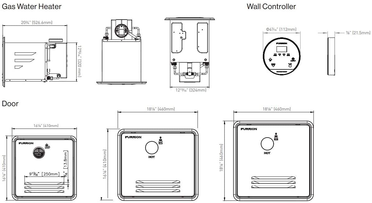 Furrion Rv Tankless Gas 60,000 Btu Water Heater - 18.11'' X 16.14'' White Door - 2.4 Gpm - Vortex Technology Steadies Temperatur