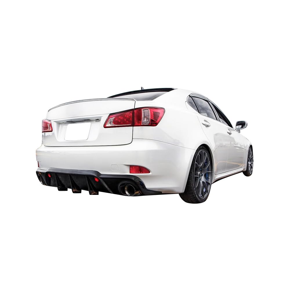 IKON MOTORSPORTS, Rear Bumper Lip Compatible with 2006-2013 Lexus Is250 Is350, Black PP Rear Lip Finisher Under Chin Spoiler Underspoiler Splitter Valance Underbody Bumper Fascia Add On