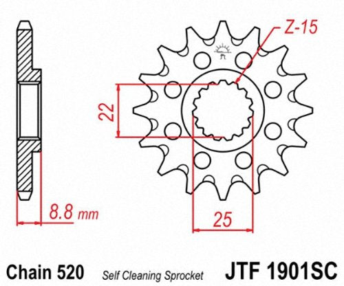 Jt Sprockets Jtf1901.14Sc 14T Steel Front Sprocket, Black