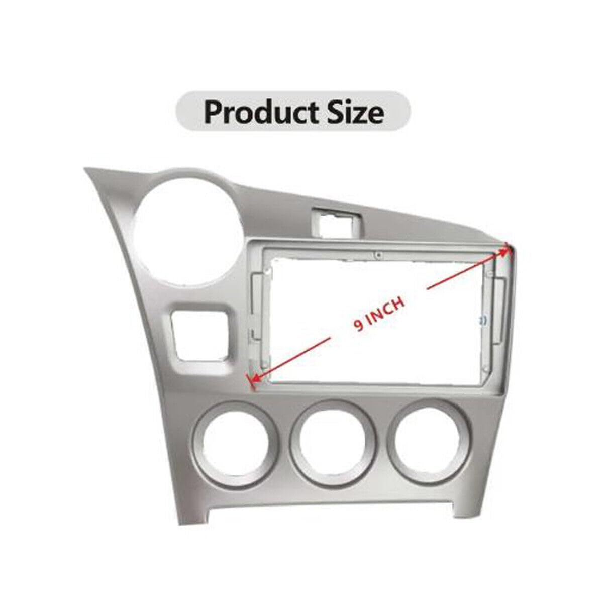 9'' Car Radio Stereo Fascia Frame Panel Cover Trim For Toyota Matrix 2003-2008 2010 2011 2012 2013 2014 Silver (Not Fit For 2009 Matrix 1.8 Base)