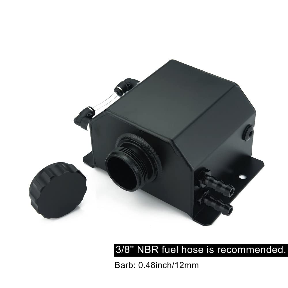 Heinmo Auto Coolant Radiator Tank Coolant Reservoir Tank Overflow Expansion Tank With Drain Plug 1L Aluminum Universal