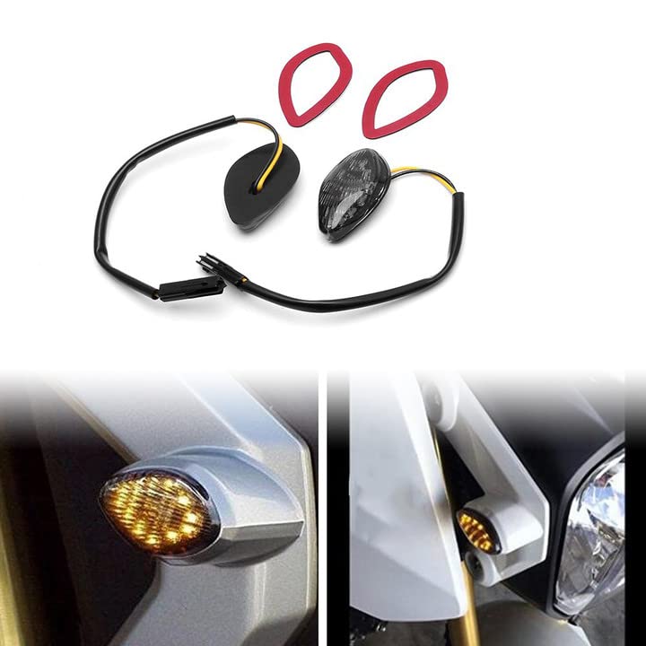 Husuku Led Front Flush Mount Turn Signal Light Brake Blinker Indicator Market Lamp For Honda Grom 2014-2019 -Smoke Lens (Pack Of