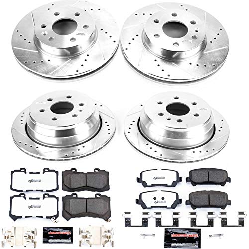 Power Stop Brake Kit For 2015-2020 Chevy Colorado Gmc Canyon 6 Lug - Front And Rear Z36 Truck & Tow Carbon Fiber Ceramic Brake Pads And Drilled And Slotted Brake Rotors, K7228-36