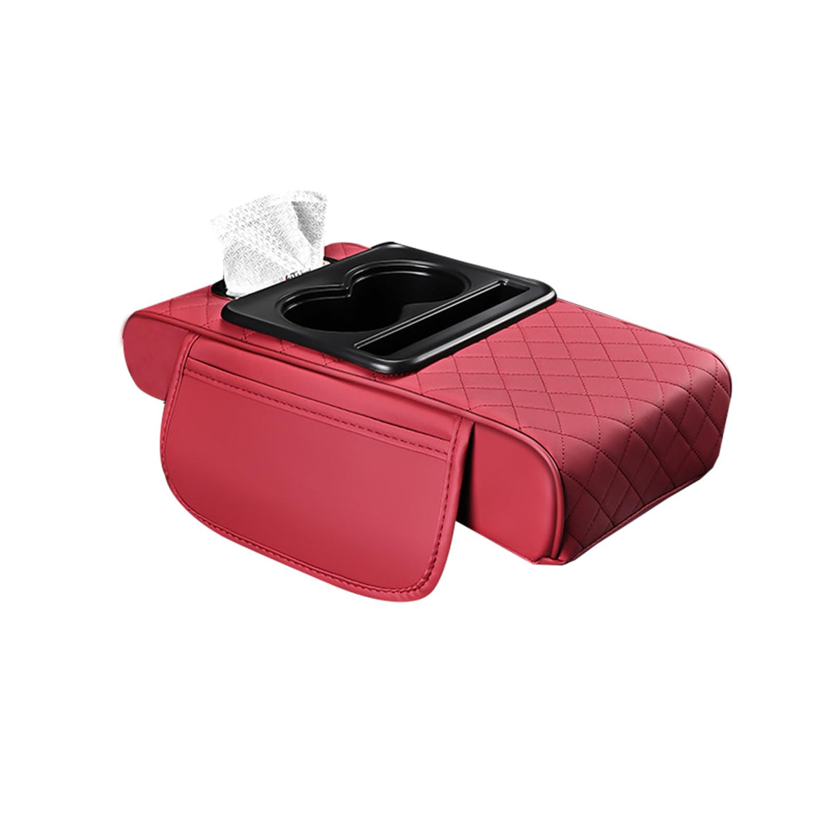 Edotim Arm Rest Cover for Car, Microfiber Leather Car Center Console Cover with 2 Storage Bags, 2 Cup Holders and a Tissue Box, 