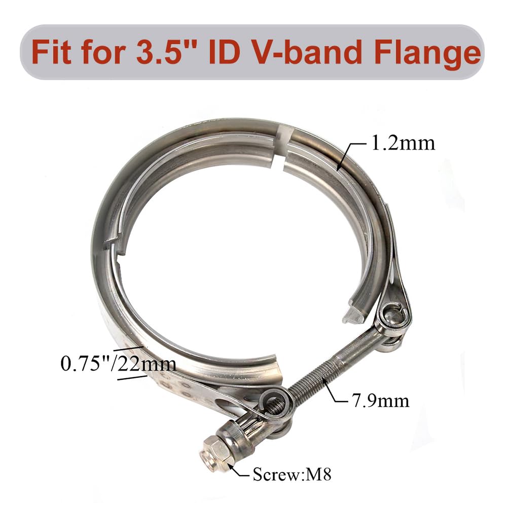 Elifecenter 3.5 Inch Exhaust V band Clamp 3-1/2'' Stainless Steel V-Clamp for 3.5'' OD Flange Kits