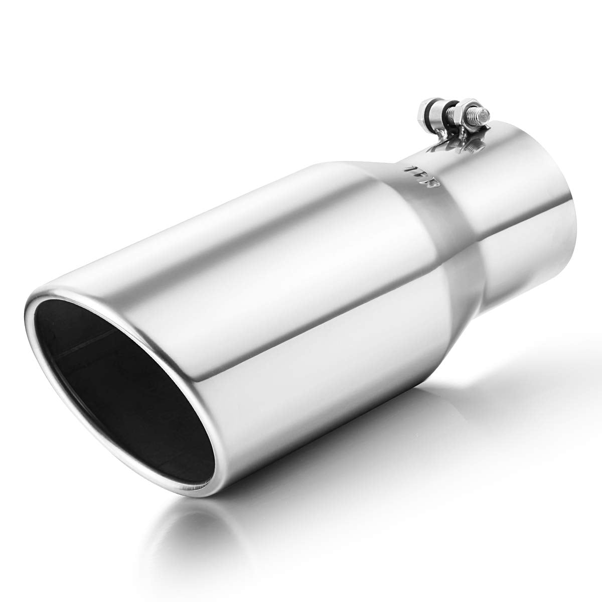 A-Karck Exhaust Tip 3.5 Inch Inlet, 3.5    Inlet 5'' Outlet 12'' Long Stainless Steel Polished Finish Tailpipe Tip, Bolt On Desi