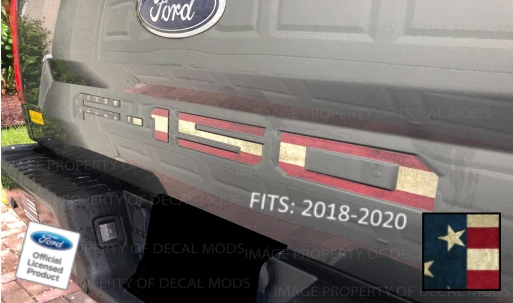 Decal Mods 2018-2020 F150 Tailgate Letters Decals Stickers (Thin, Not Raised) Kit Insert Indent For Ford F150 (American Flag - W