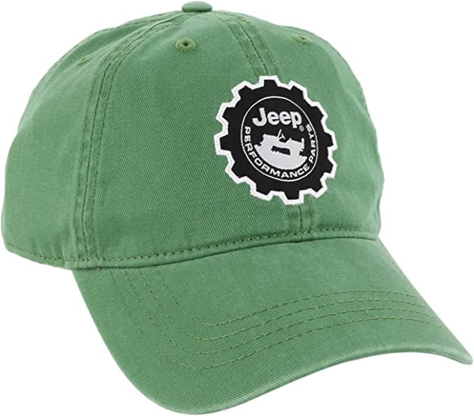 Jeep Hat Performance Parts Gear Logo Heavy Twill Green Baseball Cap