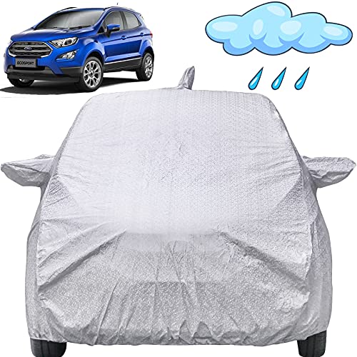 Autofact Waterproof Car Body Cover Compatible With Ford Ecosport (2013 To 2021) With Mirror And Antenna Pockets (Shinning Silver
