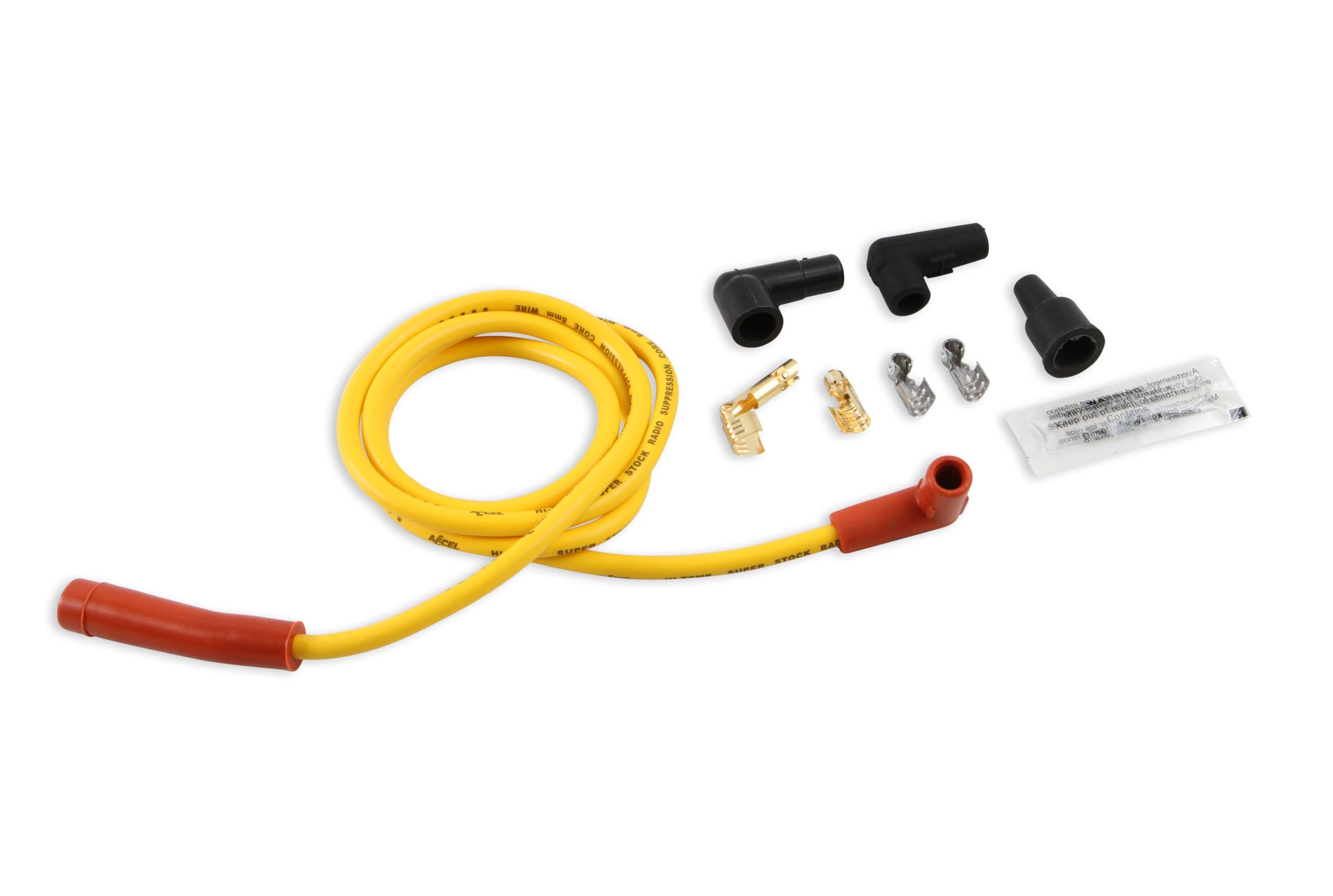 Accel 170500 Single Wire Replacement Kit - Straight And 90° Spark Plug Boots - Universal - Yellow