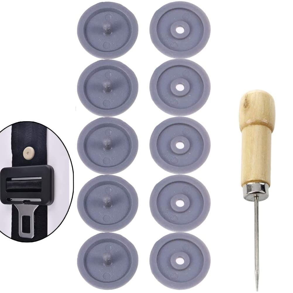 Y-Axis 5 X Seat Belt Button Buckle Clip Stop - Universal Fit Stopper Kit Light Grey (5 Sets)