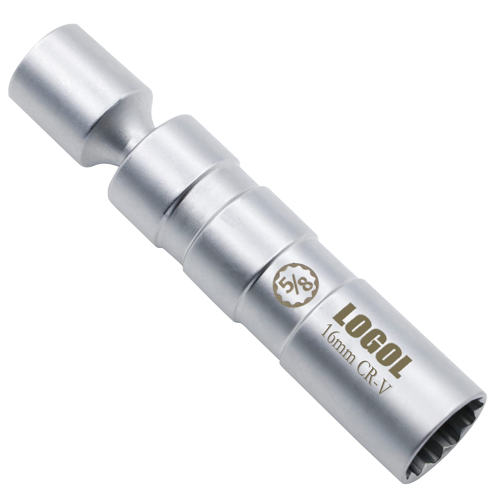 LOGOL 5/8 Swivel Magnetic Spark Plug Socket,3/8 Drive , Enhanced Magnetic Design With Thin Wall Socket ,Cr-V Steel