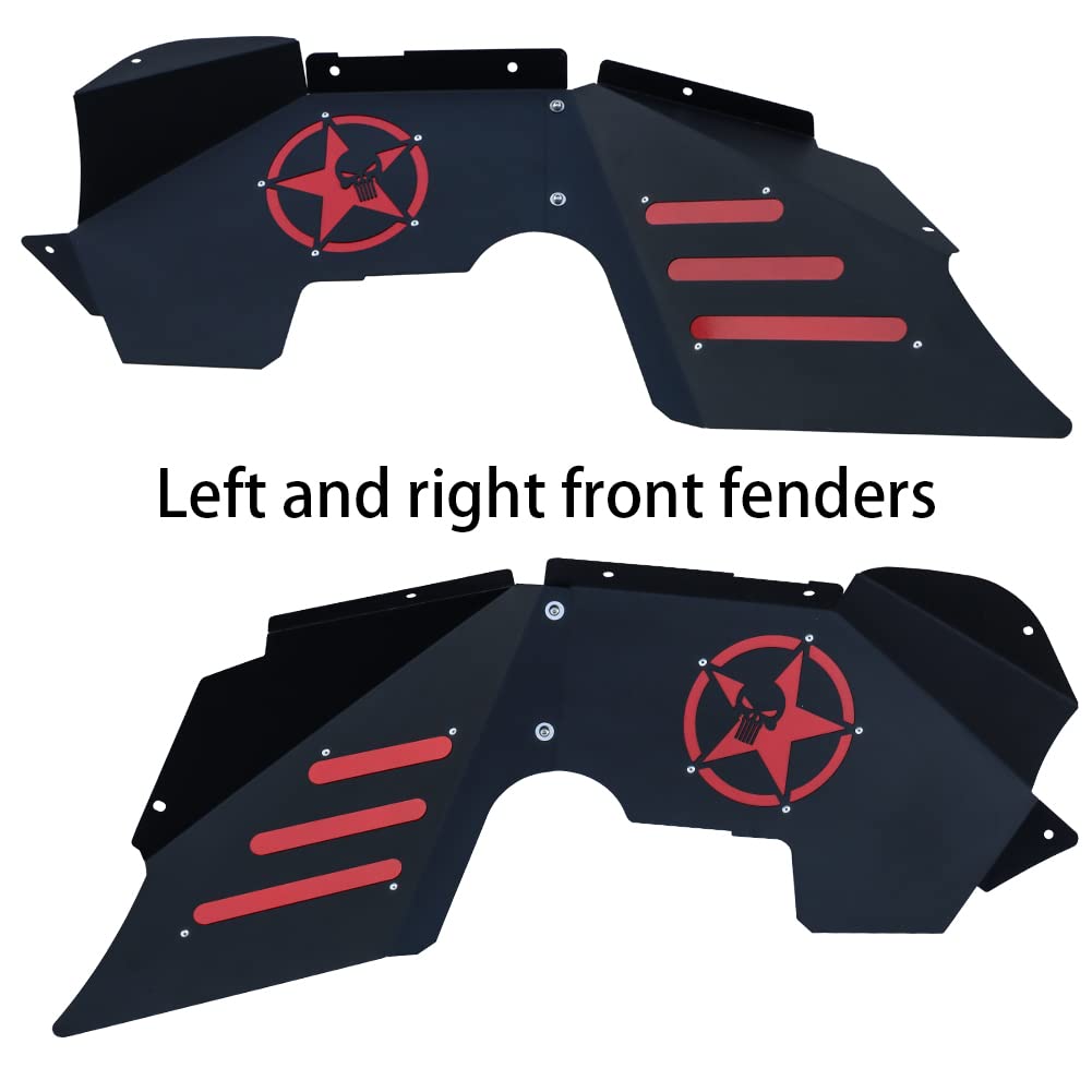 TIOYAR Wrangler Inner Fender Liners Kit for 2007-2018 Jeep Wrangler JK/JKU, Alloy Steel, Black, Model JK-QHNC03-A