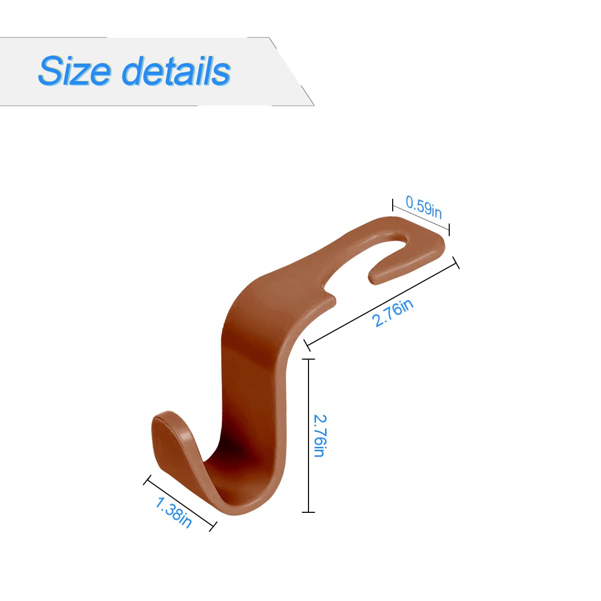 4Pcs Car Back Seat Headrest Hooks, Rear Car Seat Storage Headrest Hanger Holder Hooks Organizer, Universal Auto Interior Accessories For Bag Purse Handbag Cloth Coats Grocery (Brown)