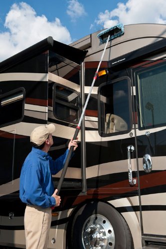 Aero Cosmetics Waterless Rv Aircraft Boat Wash Wax Mop Kit With Deluxe Pole 3' 9'' To 9' No Ladder Needed, Wash, Wax, Dry, Anywh