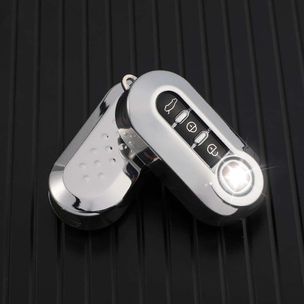 HIBEYO Key Fob Cover for Fiat Ducato 500 500L Panda Grande Punto Lancia Musa Accessories Smart Key Shell Cover for Fiat 500 Fold