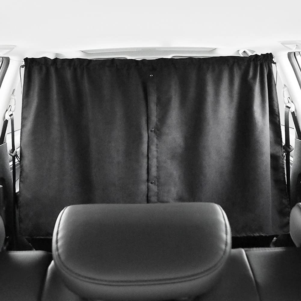 Ovege Car Divider Curtains Sun Shade (99% Opaque Upgrade Version)-Privacy Travel Nap Night Car Camping Detachable Simple Curtain(Black-Thick)