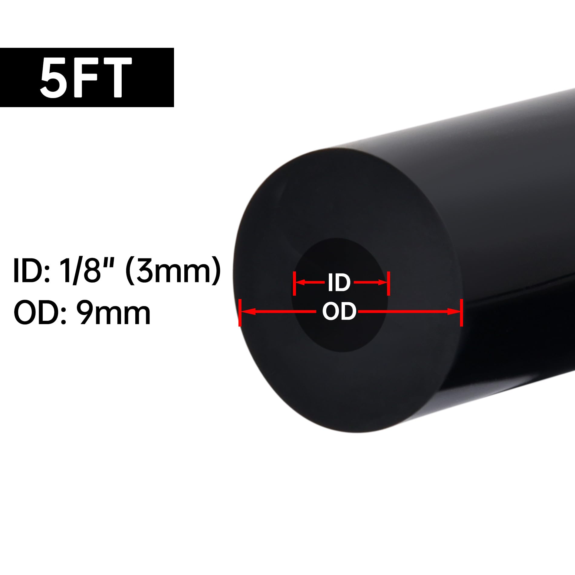 Evil Energy 1/8 Silicone Vacuum Tubing Hose Line 5Ft 130Psi Max Pressure Black (3Mm Id)