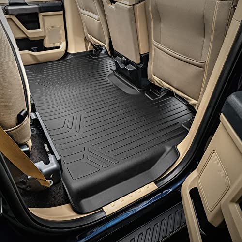 SMARTLINER Custom Fit Black 2 Row Floor Liner Set Compatible with 2017-2024 Ford F-250|F-350 Super Crew Cab with 1st Row Bench S