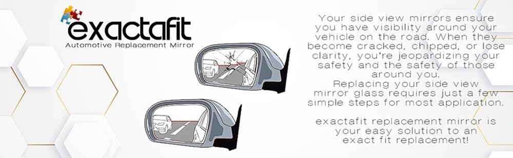 Exactafit 8615L Driver Side Mirror Glass Replacement Repair Compatible With 2004 2005 2006 2007 2008 2009 2010 Ford F150 F-150 P