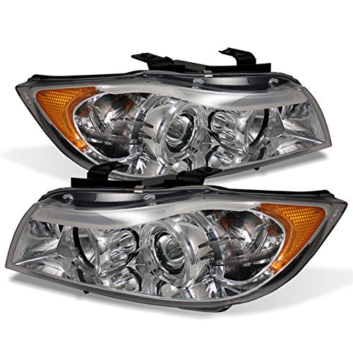 Akkon - For Bmw E90 3-Series 4 Doors Sedan Chrome Clear Halogen Type Halo Ring Led Eye Lid Projector Headlights