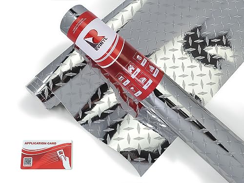 Rvinyl Diamond Plate Film Vinyl Sheet Roll Simple Curve Wrap - 24'' x 48'', Single Ply Vehicle Graphic Decal, Interior Exterior 