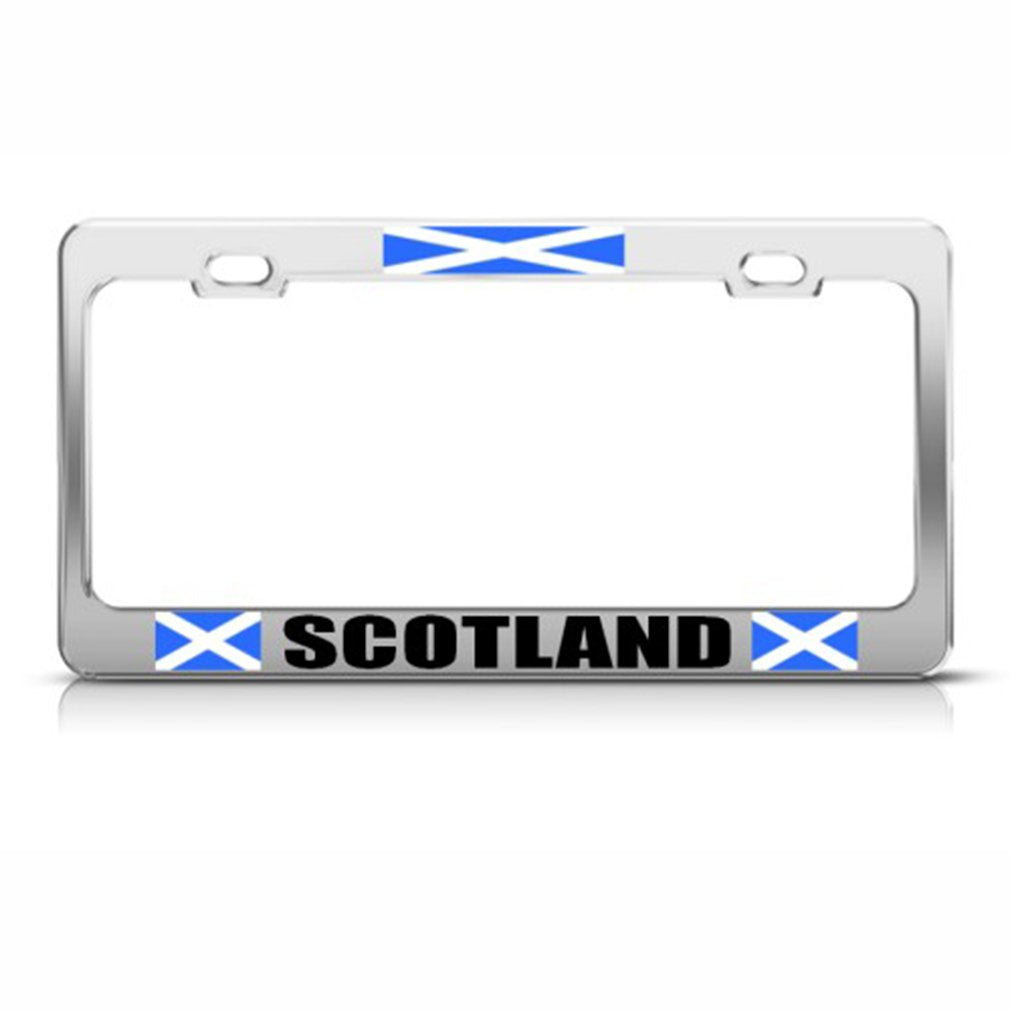 Speedy Pros Scotland Scottish Flag Country License Plate Frame Stainless Metal Tag Holder