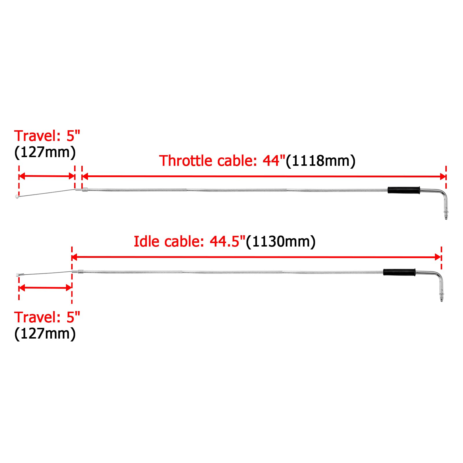 Mofun Extended Length 44'' Throttle and Idle Cable Kit Compatible with Harley Sportster XL 883 1200 Softail Dyna, Stainless Stee