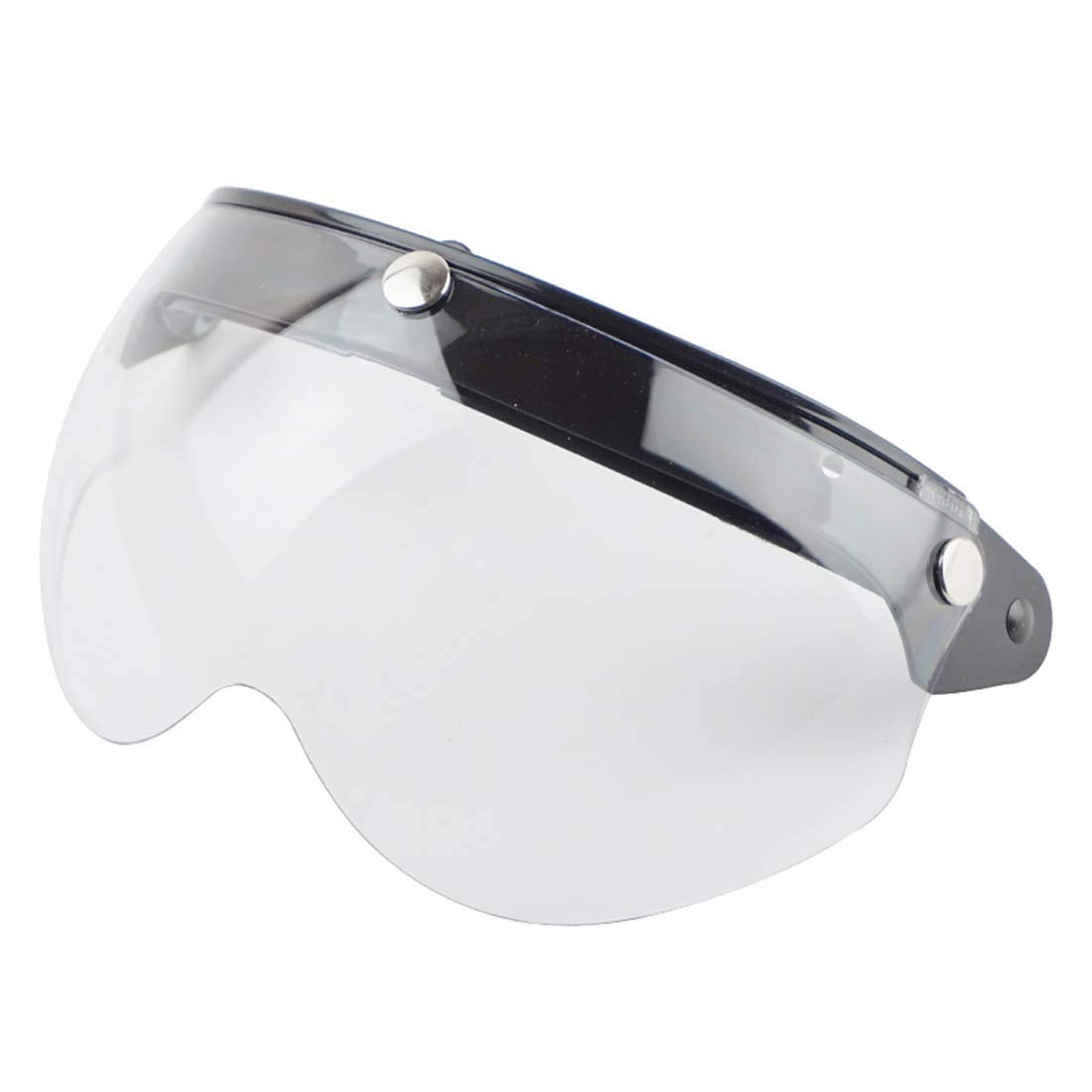 VCOROS Universal Motorcycle Retro Pilot-Style Standard 3 Snap-Button Visor Flip Up Down Open Face Helmet Half Face Shield(Clear)