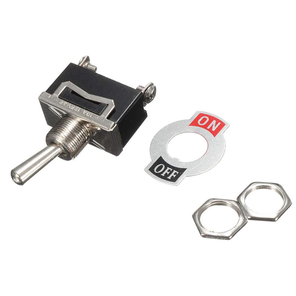 Etopars 5 X Heavy Duty 20A 125V 15A 250V Spst 2 Terminal Pin On/Off Rocker Toggle Switch Flick Waterproof Metal