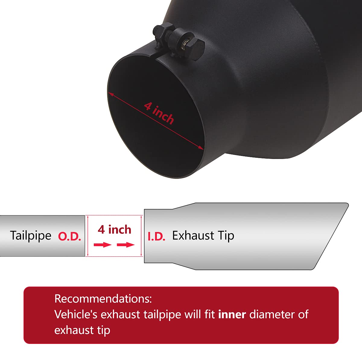 Lcgp 4 Inlet Universal Diesel Exhaust Tip 7 Outlet 15 Long Tail Tip, Polished & Rolled Angle Cut, Bolt-On,Stainless Steel