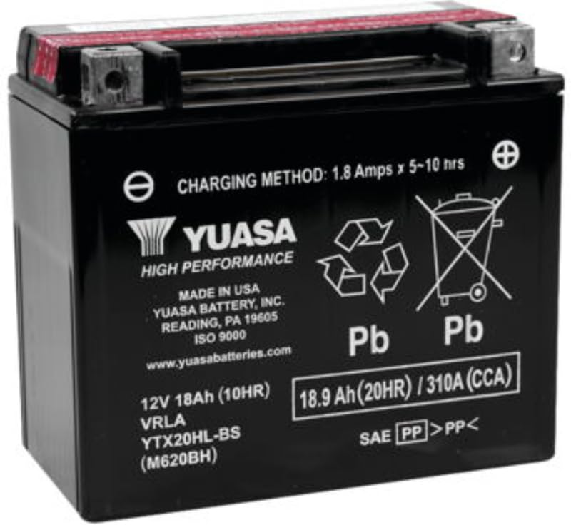 Yuasa Ytx20Hl-Bs High Performance, Maintenance Free Battery