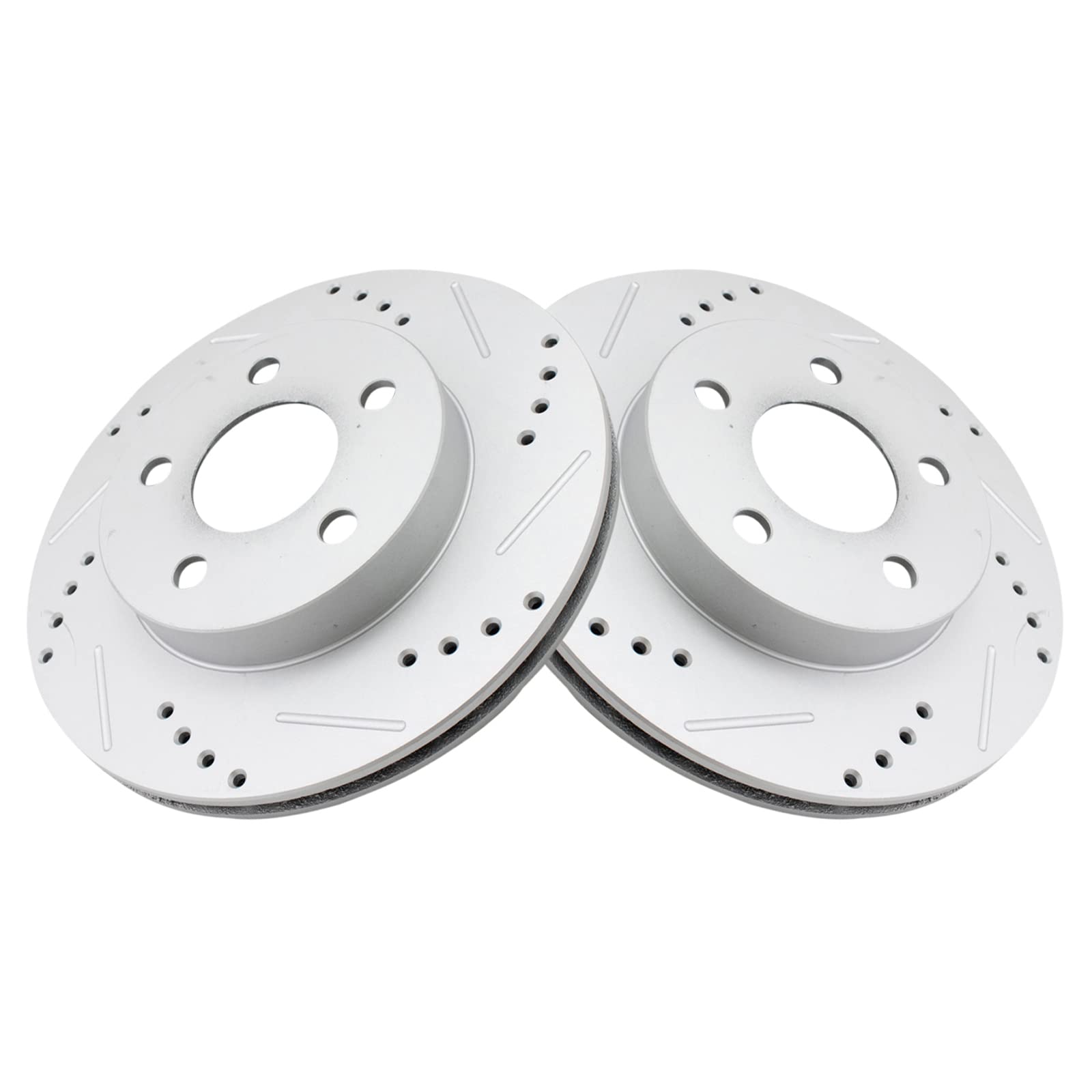 Trq Rear Performance Brake Rotors Set Premium G-Coated Cross Drilled & Slotted Compatible With 1993-1997 Chevrolet Camaro Pontia